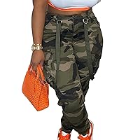 Camo Cargo Pants for Women Y2k High Waist Army Fatigue Pants Sweatpants with Pockets