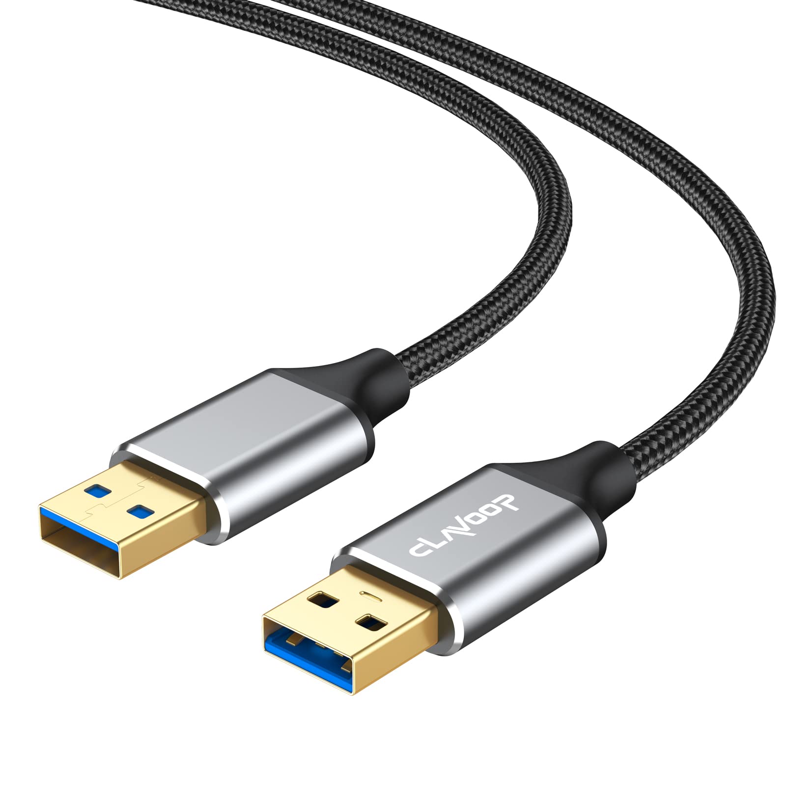 CLAVOOP USB to USB Cable 6ft, Double Sided USB 3.0 Type A Cable Male to Male USB A to USB A Braided Cord for Data Transfer Compatible with Monitor PC Laptop Hard Drive Enclosures