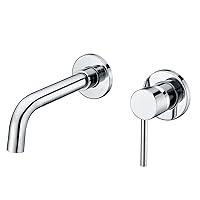 Wall Mount Bathroom Faucets,Single Handle with Brass Rough-in Valve in Modern Chrome Finish,1/2 NPT Standard Thread for US