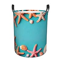 Ocean Beach Theme Circular Hamper â€“ Tall Printed Round Laundry Basket â€“ Perfect for Laundry, Storage, and Organizing