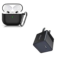 Ailun AirPods 3 Case Cover with Keychain Neck, Protective Silicone Case Skin Compatible with AirPods 3rd Generation and 2Pack 20W USB C Power Adapter