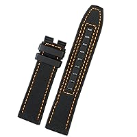 22mm Canvas Rubber Watch Strap Men Wrist Band Bracelet for Omega Series Soft watchband Bracelet (Color : B Orange No Clasp, Size : 22mm)