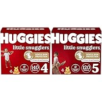 Baby Diapers Bundle: Huggies Little Snugglers Diapers Size 4 (22-37 lbs), 140ct & Size 5 (27+ lbs), 120ct