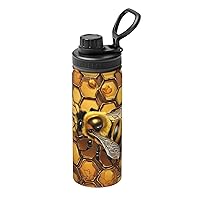 Stainless Steel Water Bottle Sports Travel Insulated Mug with Leak proof Spout Lid 18oz Gifts for Boys Girls - Bee Honeybee