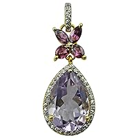 Carillon Pink Amethyst Natural Gemstone Pear Shape Pendant 925 Sterling Silver Wedding Jewelry | Yellow Gold Plated