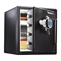 SentrySafe Fireproof and Waterproof Home Safe with Biometric Lock, Secure Documents and Valuables, Steel Safe with Fingerprint Lock, 1.23 Cubic Feet, 17.8 x 16.3 x 19.3 Inches, SFW123BTC
