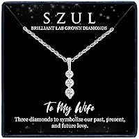 Jewelry Gift for Your Wife - 1/4 Carat TW Past Present Future Three Stone Lab Grown Diamond Necklace in .925 Sterling Silver (Diamond Color F-G, Clarity VS1-VS2)