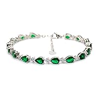 Silver Emerald And Diamond 12.48ct Tennis Bracelet