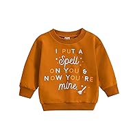Newborn Baby Toddler Boys Girls Long Halloween Pumpkin Letter Prints T Shirt Tops Boys Graphic