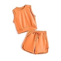 Girls 2 Piece Outfits 2024 Trendy Clothes Summer Cute Sleeveless Tops Shorts Clothing Sets Activewear