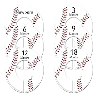 6 Baseball C196 Baby Boy Nursery Clothing Size Closet Dividers (1.25 Inch Rod)