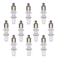 10 Pieces Name on Rice Glass Vial Pendant Screw Cap Bottle, Wish Bottle Clear Glass Bottle Charms (Bamboo)