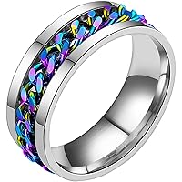 Fidget Rings For, Stainless Steel Spinner Ring For Women Men Anti With Colorful Chain Stress Relieving Rotation Ring Novelty Beer Bottle Opener Size 5-10 Durability and attraction