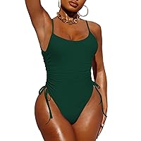 Womens One Piece Swimsuit Ruched High Cut Tummy Control Bathing Suit