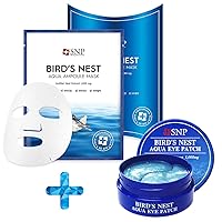 SNP Shining Nature Purity Bird's Nest 10 Sheets Aqua Masks and 60 Eye Patches, Moisturizing Korean Face Sheet Mask - Maximum Hydration & Protection for All Dry Skin Types using Hyaluronic Acid