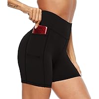 AFITNE Women’s High Waist Biker Shorts with Pockets, 5”/8” Tummy Control Athletic Workout Running Yoga Shorts