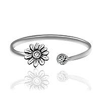 April Birthstone Ring: Handmade Daisy Flower Pendant with Clear Crystal - Gift for Mom, Daughter, BFF, Sister, Granddaughter, Niece