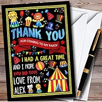 Black Kids Circus Carnival Clown Personalized Childrens Birthday Party Thank You Cards