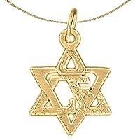 Jewels Obsession Silver Star Of David Necklace | 14K Yellow Gold-plated 925 Silver Love & Heart Star of David Pendant with 18