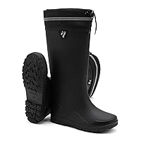 Rain Boots for Men Waterproof Mens Knee High Rubber Boots with PVC, Comfort Lightweight Work Mud Boots, Durable Slip Garden Boots for Gardening Fishing