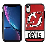 Apple iPhone XR - NHL Licensed New Jersey Devils Red Jersey Textured Back Cover on Black TPU Skin