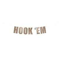 Party banner for Hook 'em- Texas Longhorns Football party sign, College Football party decorations, Football Team Party hanging banner sign decor (Rose Gold Glitter)