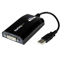 StarTech.com USB to DVI Adapter - 1920x1200 - External Video & Graphics Card - Dual Monitor Display Adapter Cable - Supports Mac & Windows (USB2DVIPRO2),Black