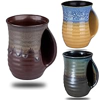 Roll over image to zoom in Hand Warmer Mugs Set of 3,16 Ounce Large Hand Warming Mugs Ceramic Gift for Christmas with Contoured Pocket, Keep Your Fingers Warmth