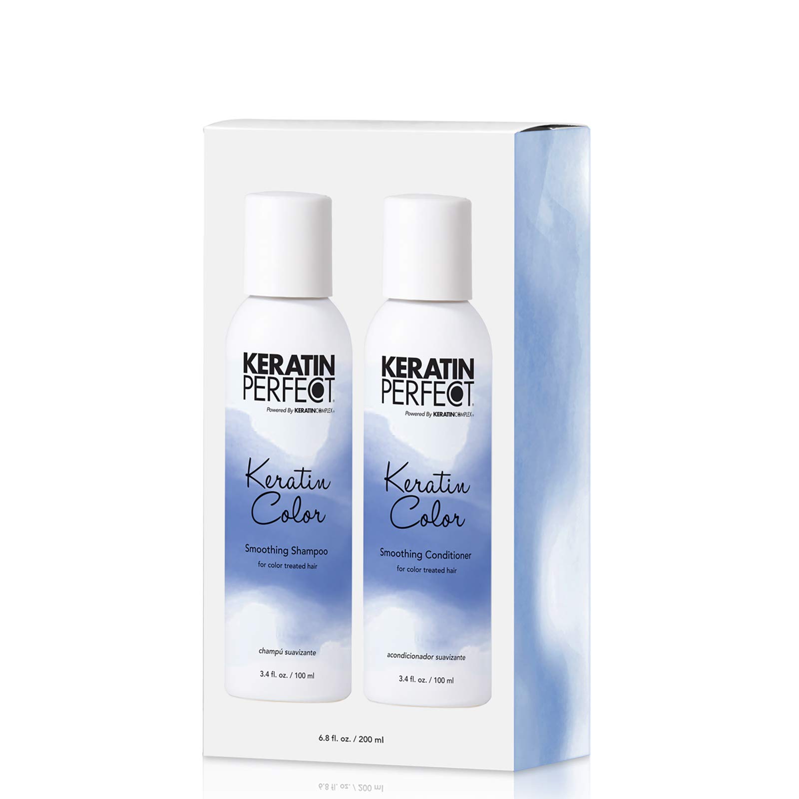 Keratin Perfect - Color Travel Duo - Shampoo & Conditioner - Reduce Dull Hair - Glossy Shine - For Color Treated Hair - Moisture Retain - Sulfate Paraben Free - 3.4 Oz