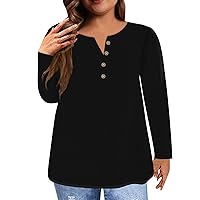 Womens Casual Button Down Shirts Long Sleeve Retro Henley Blouses Cute Loose Fit Tops Sexy Teen Girl Clothes