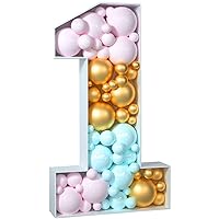 imprsv 4FT Marquee Number, Mosaic Numbers for Balloons, Light Up Mosaic Balloon Frame, Number Balloon 1 for Birthday Decor Anniversary Decorations, Large Giant Cardboard Numbers, Balloon Arch Kit