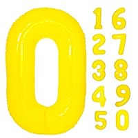 40 Inch Giant Yellow Number 0 Balloon, Helium Mylar Foil Number Balloons for Birthday Party, Birthday Decorations for Kids, Anniversary Party Decorations Supplies (Yellow Number 0)