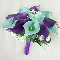 Wedding Floral Purple Calla Lilies with Crystals Berries Bling (Bridesmaid Bouquet)