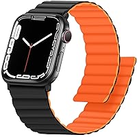 Anlinser Magnetic Bands Compatible with Apple Watch Strap 45 mm 44 mm 42 mm 41 mm 40 mm 38 mm, Double-Sided Reversible Silicone Replacement Strap for iWatch Ultra 2 Series 9/8/7/6/5/3/SE (49/45/44/42,