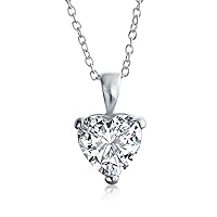 Bling Jewelry Timeless Elegance: Red Pink Clear 5CT Heart-Shaped Bridal Solitaire Pendant Necklace - .925 Sterling Silver, AAA CZ Cubic Zirconia, for Women Teen