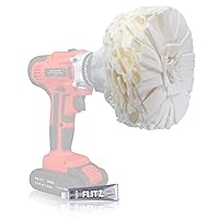 Flitz Buff Ball Car Buffer Drill Attachment with Self-Cooling Design, Never Burns and No Exposed Hardware to Prevent Scratches, Buff and Polish Any Surface, Machine Washable, 5 Inch, White
