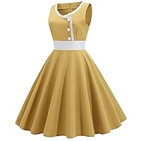 Women's Sleeveless 1950s Retro Vintage Cocktail Swing Dresses Audrey Hepburn Style Party Dress Homecoming Pinup Dress