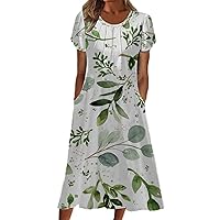 Womens Bohemian Floral Printed Maxi Dress Boho Colorful Casual Loose Flowy Summer Dresses with Pockets for Women