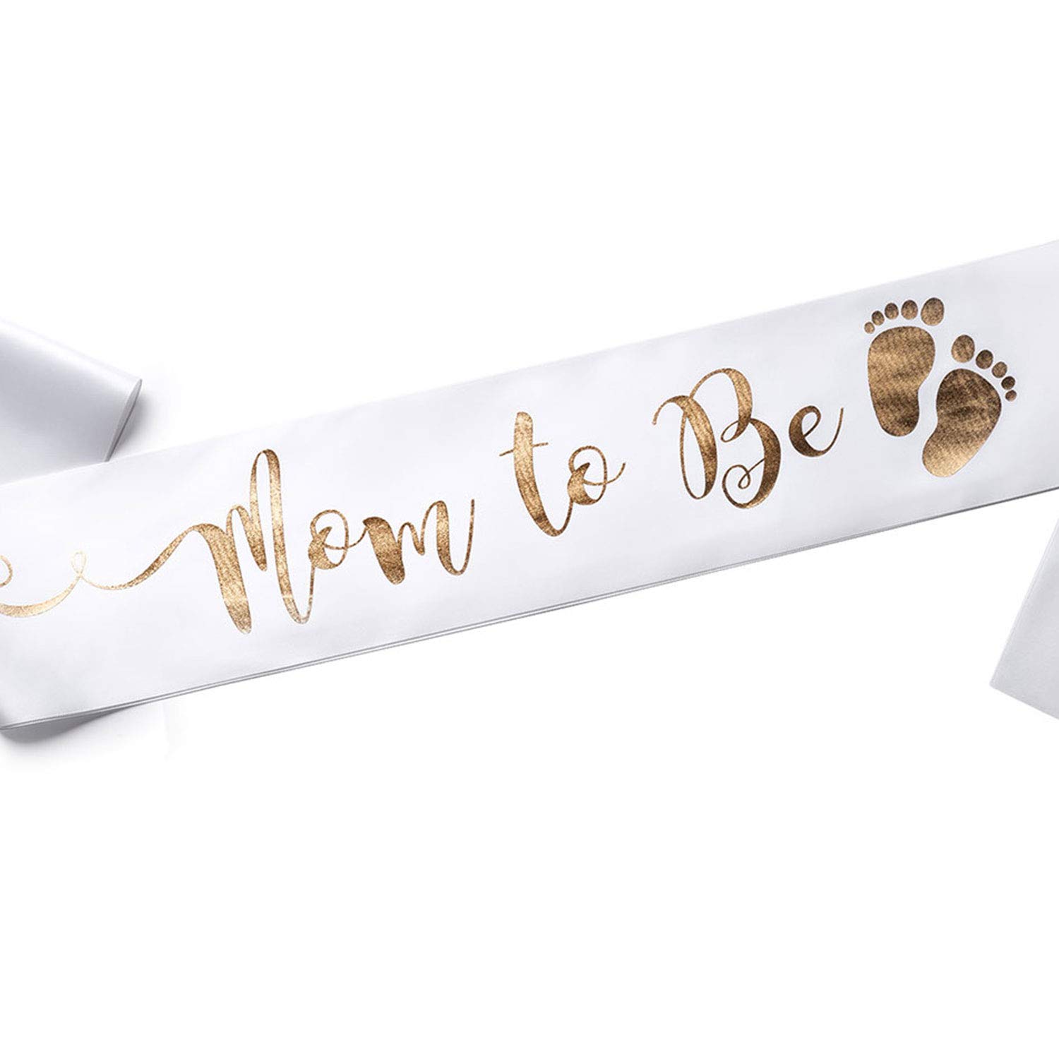OLILLY Perfect White and Gold Mom to Be Sash - Enjoy Your Baby Shower (White and Gold)