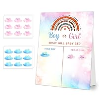 Baby Gender Reveal Party Supplies, Gender Reveal Games Voting Board with Stand, 54 PCs Blue and Pink Voting Stickers, Gender Reveal Voting Poster Board with Stickers Gender Reveal Party Games Kit