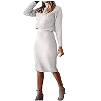 Flowy Summer Dress,and Winter Women's Dress Europe and The United States Turtleneck Knitted Solid Color Pullove