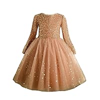 Kids Girls' Dress Sequin A Line Party Birthday Pink Knee-Length 3/4 Length Sleeve Princess Cute Dresses for 3-10 Years