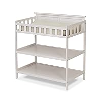 Sorelle Furniture Farmhouse White Changing Table and Changing Pad, Dressing and Diaper Changing Table for Baby Room, Nursery Furniture for Infant-Weathered White