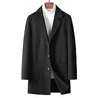Men's Coat Autumn and Winter Handmade Double-Sided Coat Solid Color Thickened Wool Trench Coat