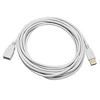 Monoprice 15-Feet USB 2.0 A Male to A Female Extension 28/24AWG Cable (Gold Plated), White (108608)