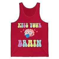 Funny Back to School Kiss Your Brain Cute Teacher Appreciation Tanktop for Men Women