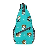 Cartoon Beagle Dog Sling Backpack, Multipurpose Travel Hiking Daypack Rope Crossbody Shoulder Bag