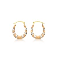 Carissima Gold 9 ct Three Colour Gold Patterned Creole Earrings