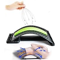 Back Stretcher, for Herniated Disc, Sciatica, Scoliosis, Lower Back Muscle Pain Relief Back Massager,for Bed, Chair & Car with Head Massage, Black/Green, 385 mm length 255 mm width