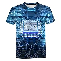 3D Printed T Shirt Men Casual Electronic Chip Short Sleeve Streetwear Oversized T-Shirt